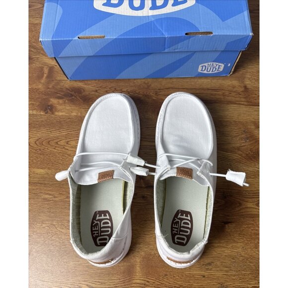Hey Dude Wendy Stretch Canvas Women's Casual Shoes, White, Size 9 - Picture 4 of 7